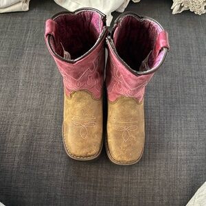 Cowgirl boots pink and tan